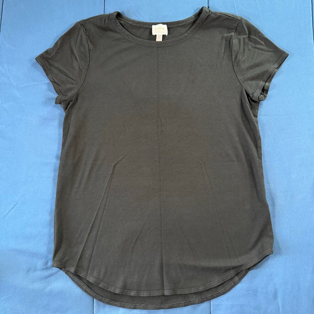 Cupio Black Short Sleeve Tunic Top Medium Soft Stretch Viscose Tee